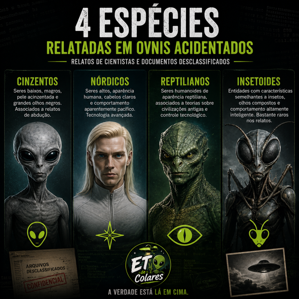 4 especies de aliens em ovnis acidentados